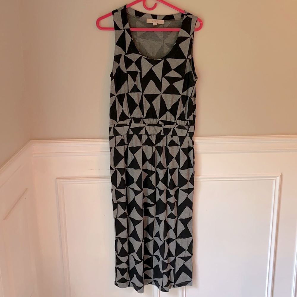 Loft Geometric Midi Dress Sz M with Pockets